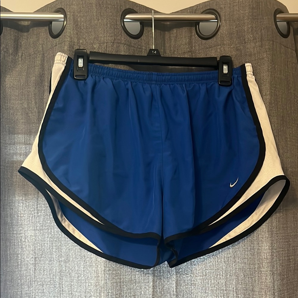 Nike Blue and White Athletic Shorts with Dri-FIT Technology